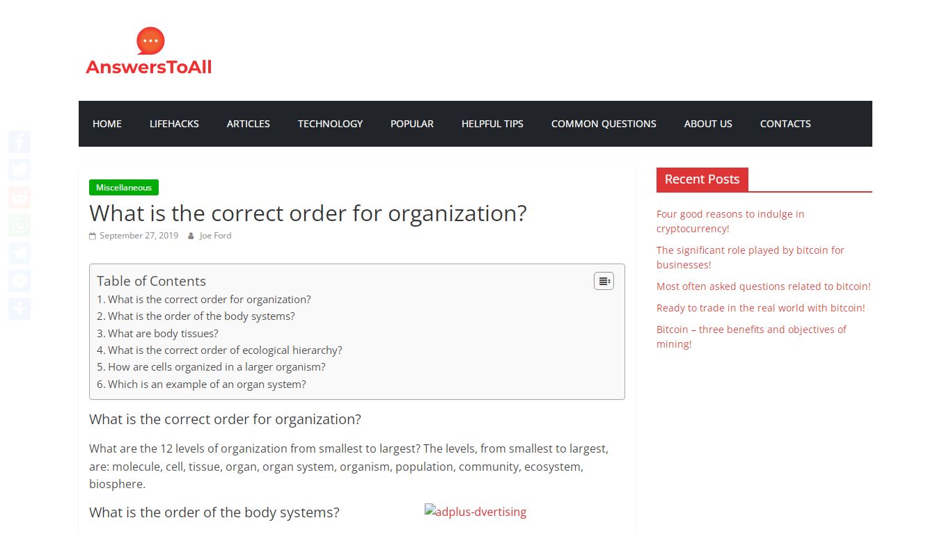 What is the correct order for organization? – AnswersToAll